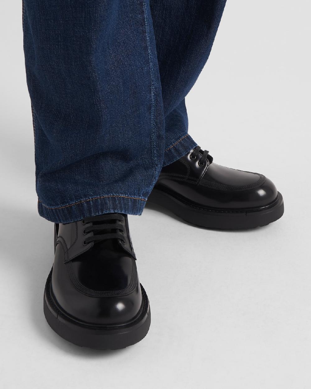 Prada Zapatos Derby En Piel Cepillada