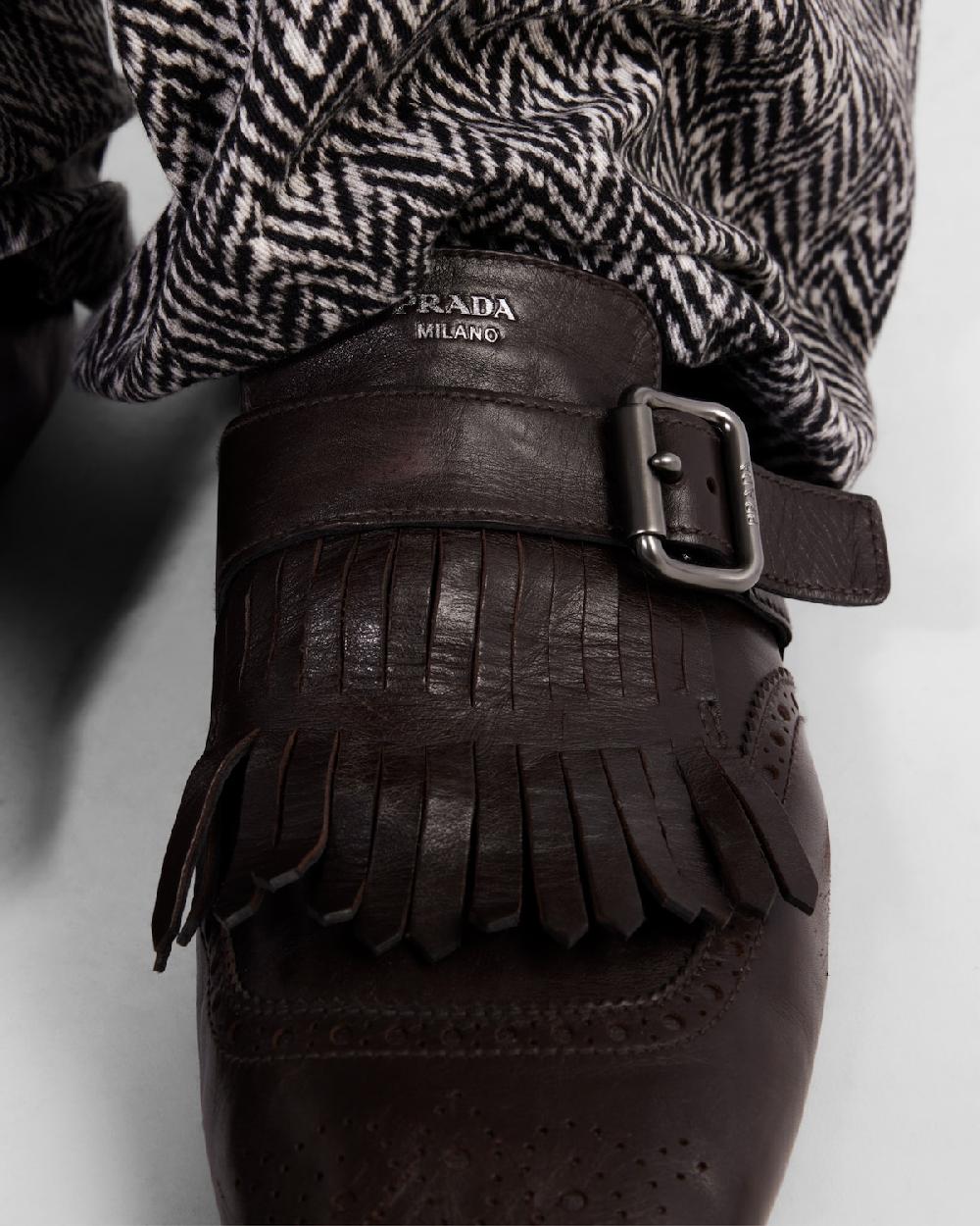 Prada Zapatos Shuffle Con Tira De Hebilla Y Flecos