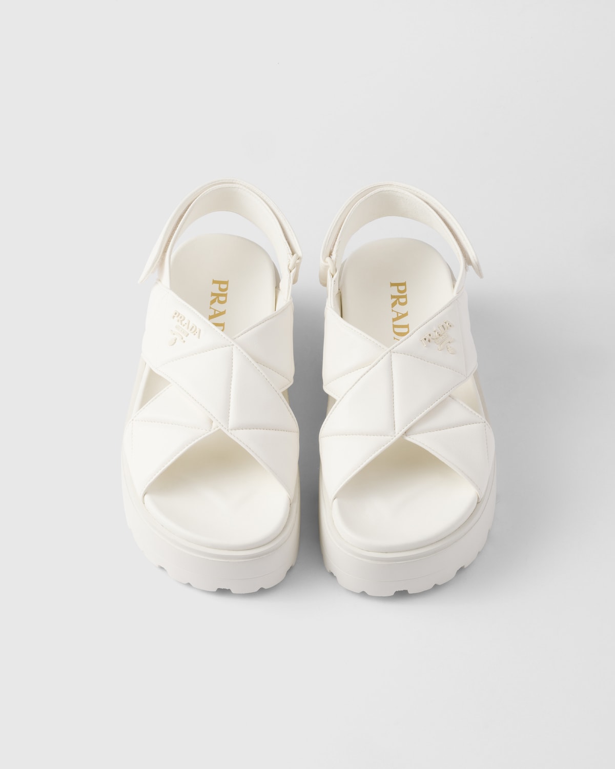 Prada Sandalias De Plataforma Plana De Napa Trenzada