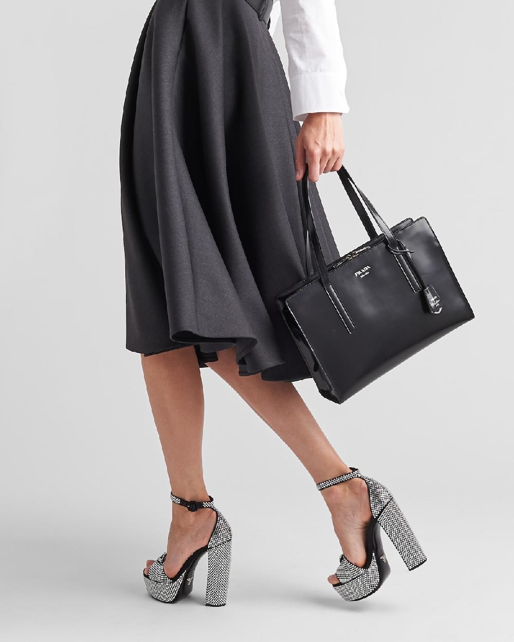 Prada Sandalias De Satén Con Plataforma Y Cristales