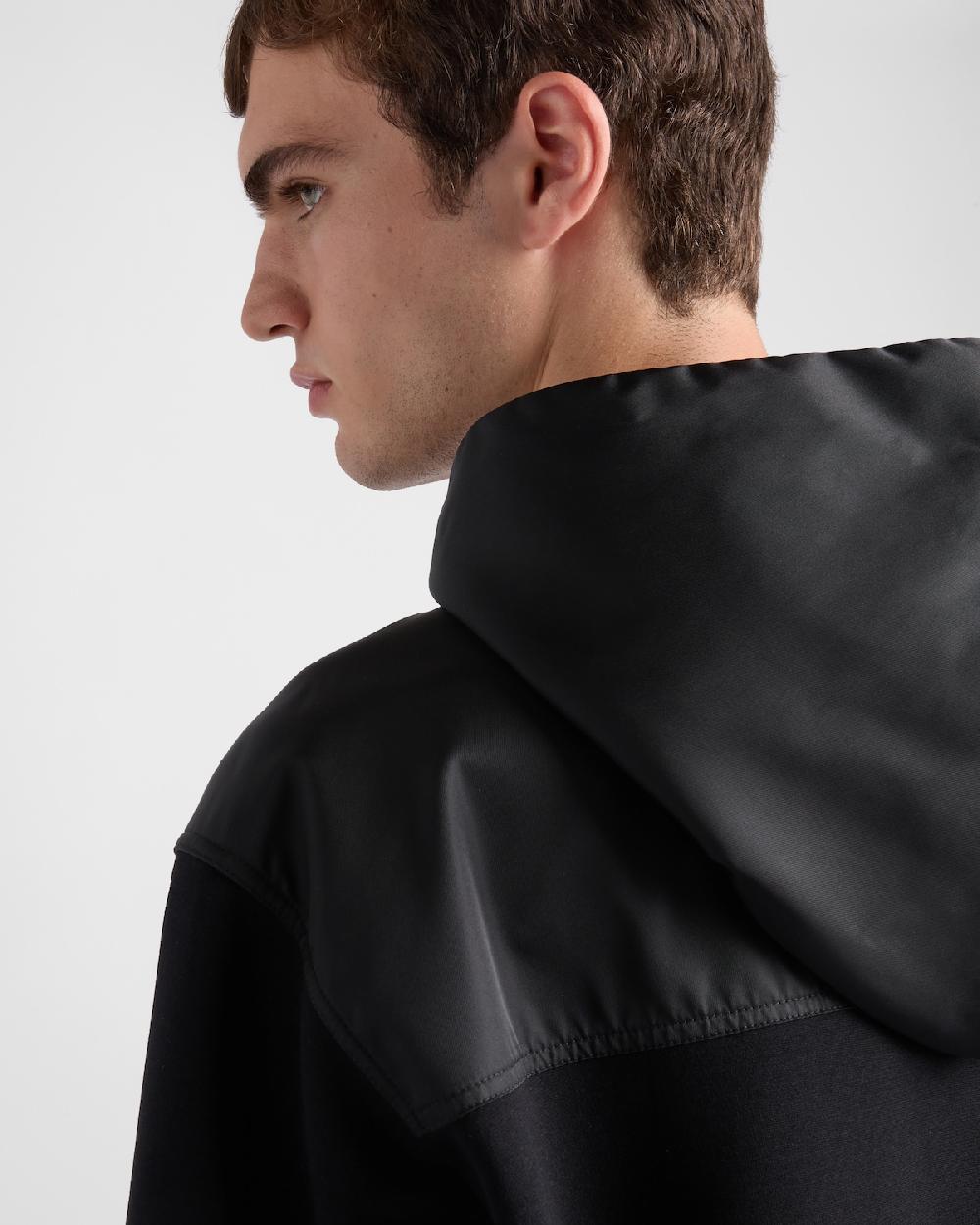 Prada Sudadera Con Capucha En Felpa De Algodón Y Re-Nylon