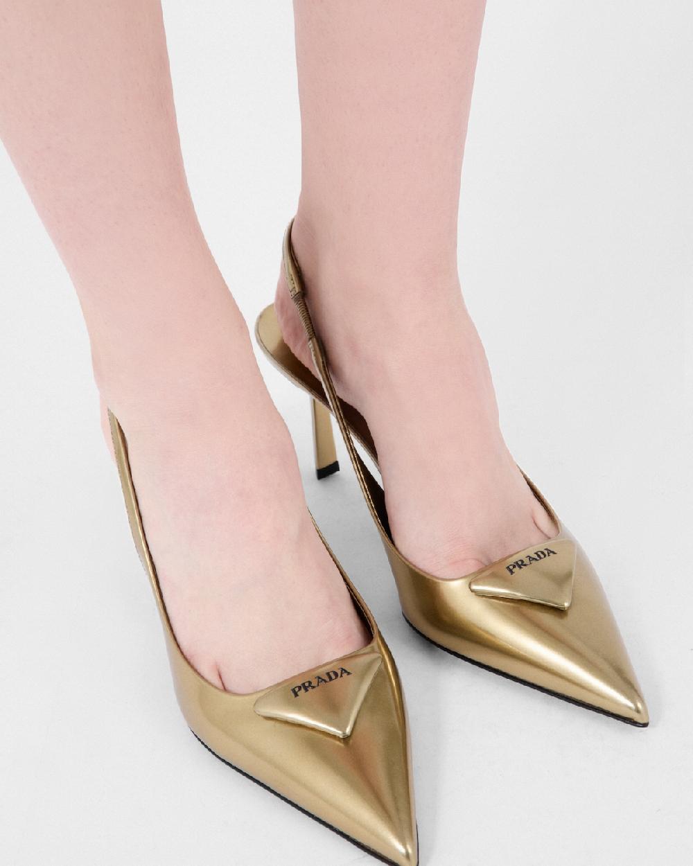 Prada Zapatos De Salón Destalonados De Piel Metalizada