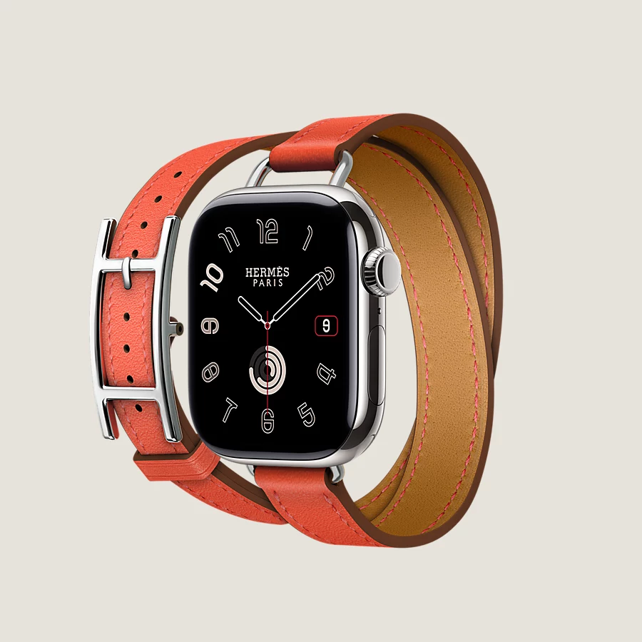 Hermès Caja Series 10 & Correa Apple Watch Hermès Double Tour 42 Mm Hapi Attelage