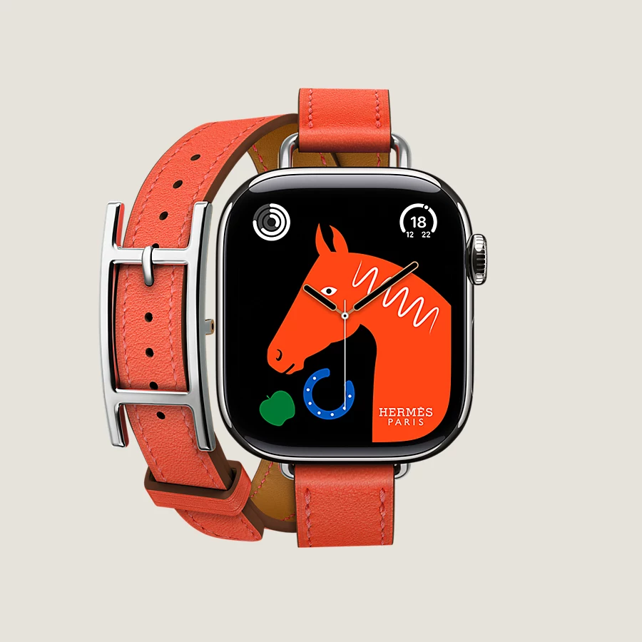 Hermès Caja Series 10 & Correa Apple Watch Hermès Double Tour 42 Mm Hapi Attelage