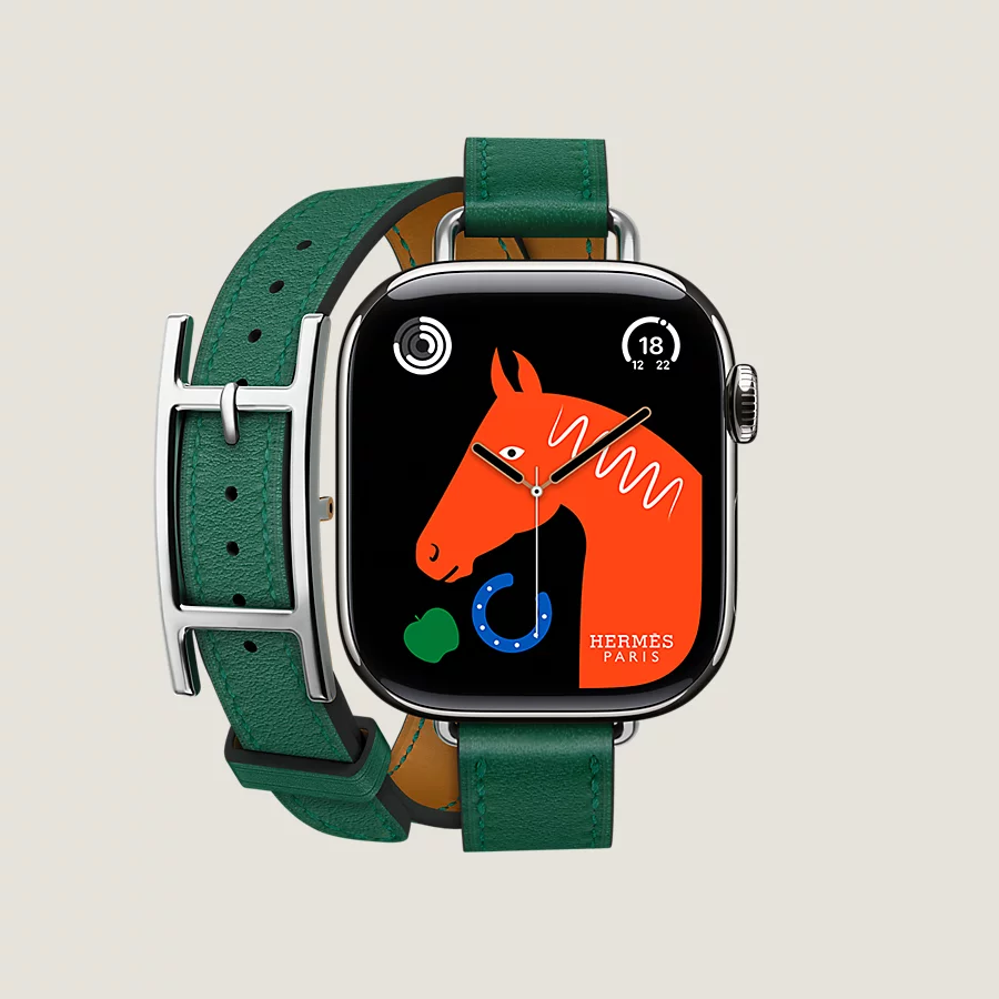 Hermès Caja Series 10 & Correa Apple Watch Hermès Double Tour 42 Mm Hapi Attelage