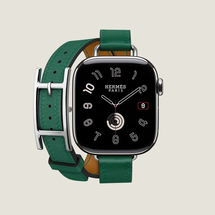 Hermès Caja Series 10 & Correa Apple Watch Hermès Double Tour 42 mm Hapi Attelage