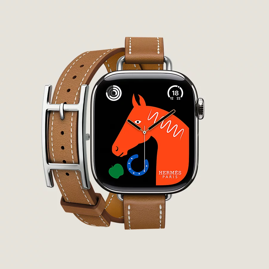Hermès Caja Series 10 & Correa Apple Watch Hermès Double Tour 42 Mm Hapi Attelage