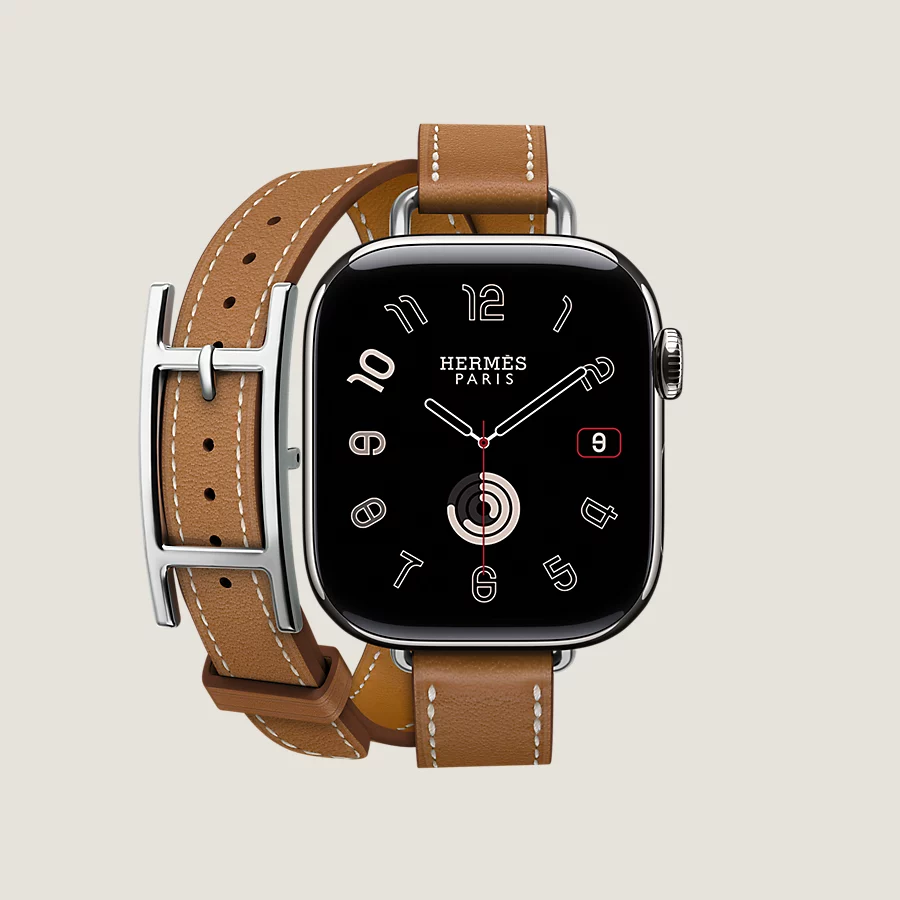 Hermès Caja Series 10 & Correa Apple Watch Hermès Double Tour 42 mm Hapi Attelage