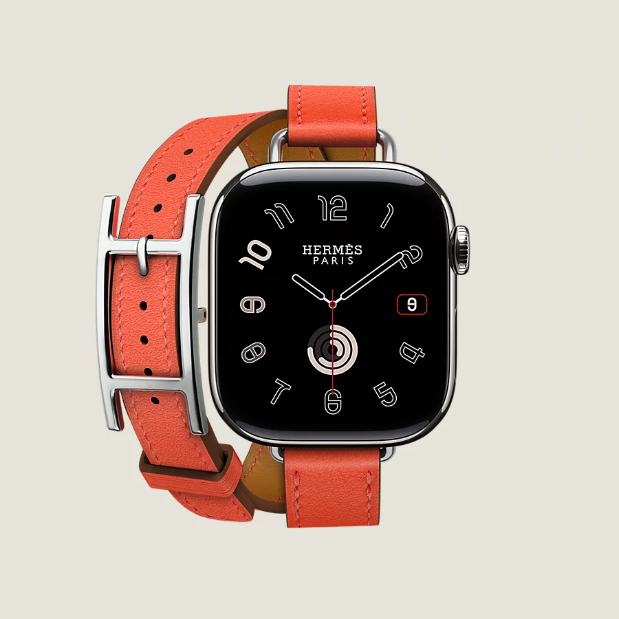 Hermès Caja Series 10 & Correa Apple Watch Hermès Double Tour 42 mm Hapi Attelage