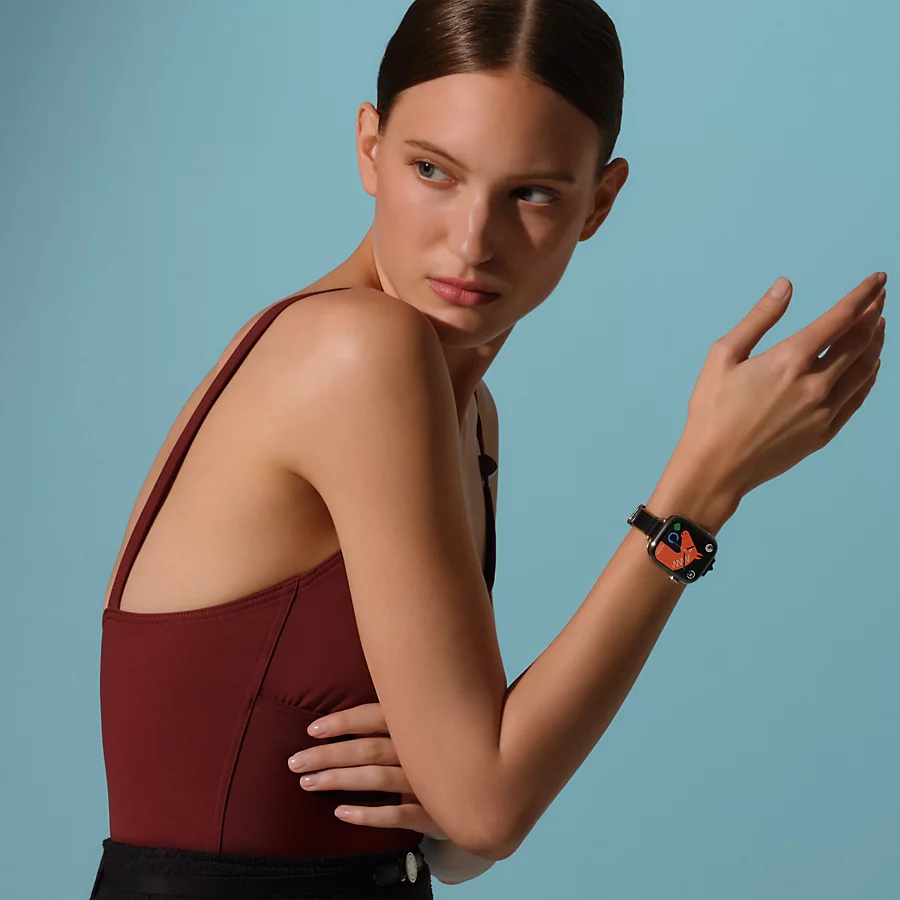 Hermès Caja Series 10 & Correa Apple Watch Hermès Single Tour 42 Mm Twill Jump Attelage