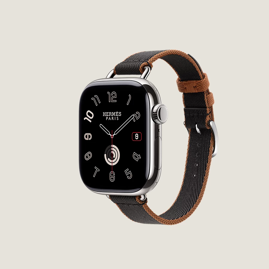 Hermès Caja Series 10 & Correa Apple Watch Hermès Single Tour 42 Mm Twill Jump Attelage
