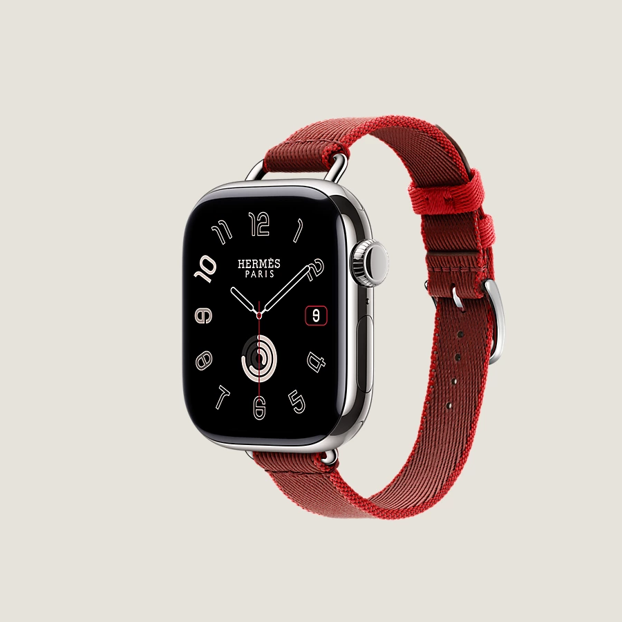 Hermès Caja Series 10 & Correa Apple Watch Hermès Single Tour 42 Mm Twill Jump Attelage