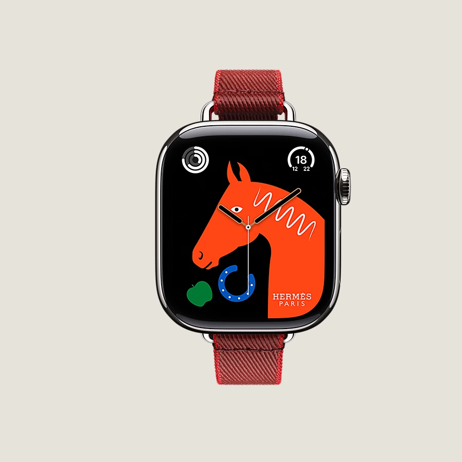 Hermès Caja Series 10 & Correa Apple Watch Hermès Single Tour 42 Mm Twill Jump Attelage