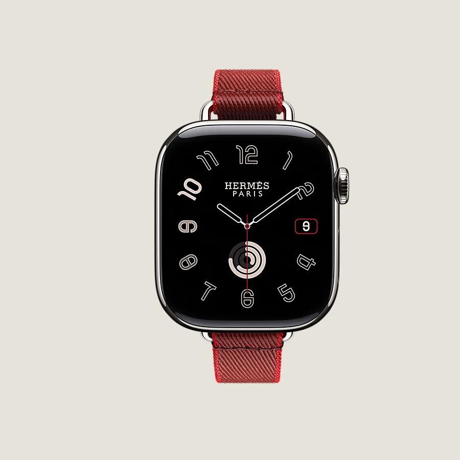 Hermès Caja Series 10 & Correa Apple Watch Hermès Single Tour 42 mm Twill Jump Attelage