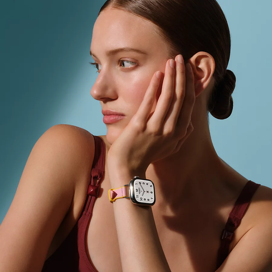 Hermès Caja Series 10 & Correa Apple Watch Hermès Single Tour 42 Mm Twill Jump Attelage