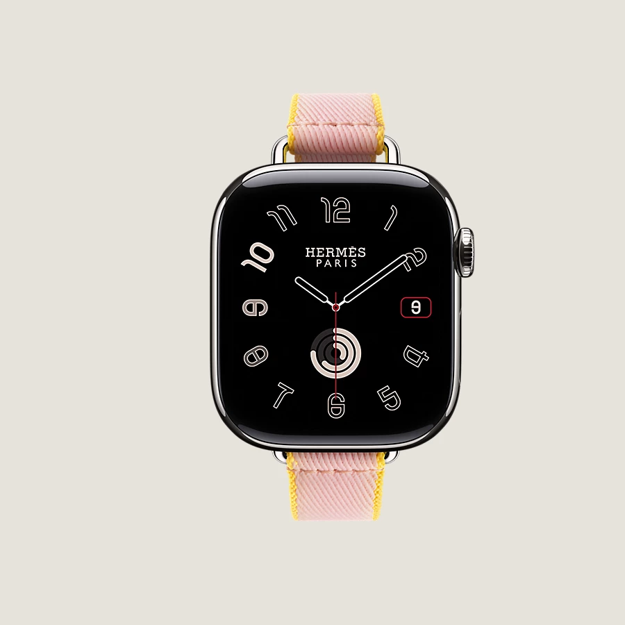 Hermès Caja Series 10 & Correa Apple Watch Hermès Single Tour 42 mm Twill Jump Attelage