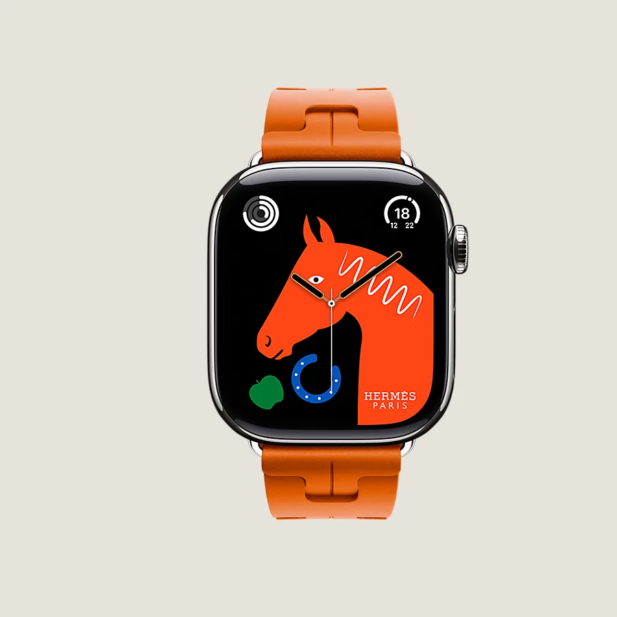 Hermès Caja Series 10 & Correa Apple Watch Hermès Single Tour 42 Mm Hebilla Desplegable Kilim