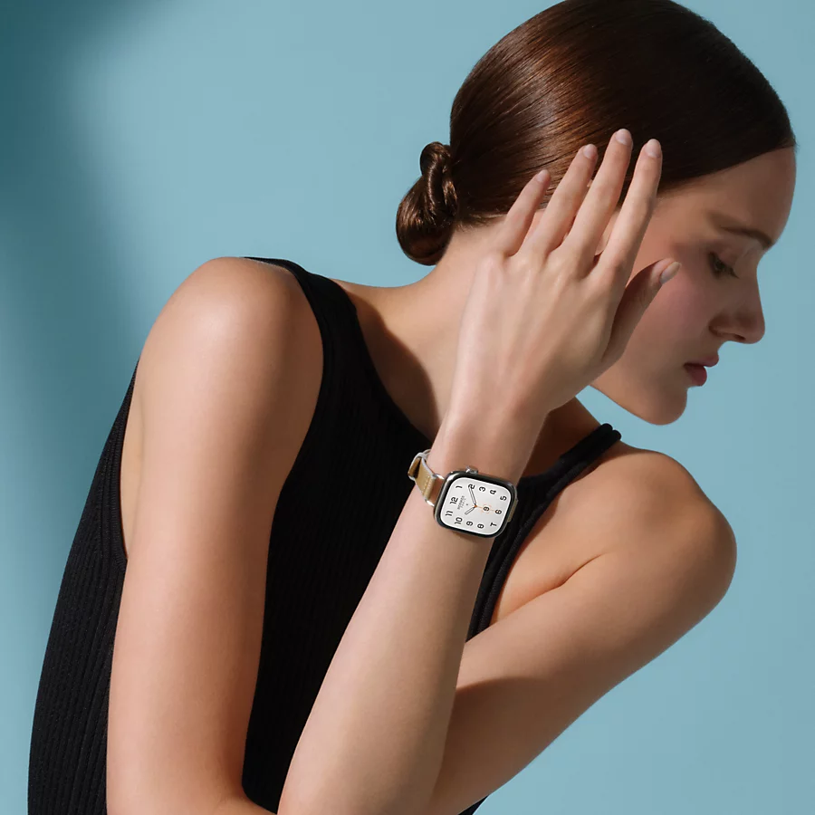 Hermès Caja Series 10 & Correa Apple Watch Hermès Single Tour 42 Mm Twill Jump Attelage
