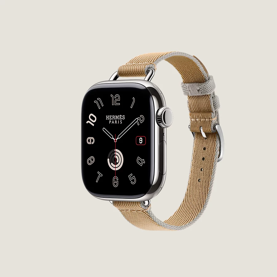Hermès Caja Series 10 & Correa Apple Watch Hermès Single Tour 42 Mm Twill Jump Attelage