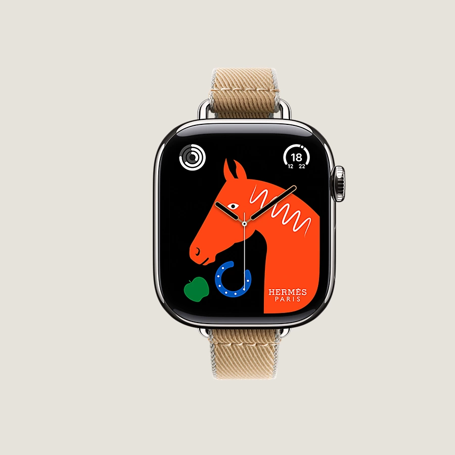 Hermès Caja Series 10 & Correa Apple Watch Hermès Single Tour 42 Mm Twill Jump Attelage