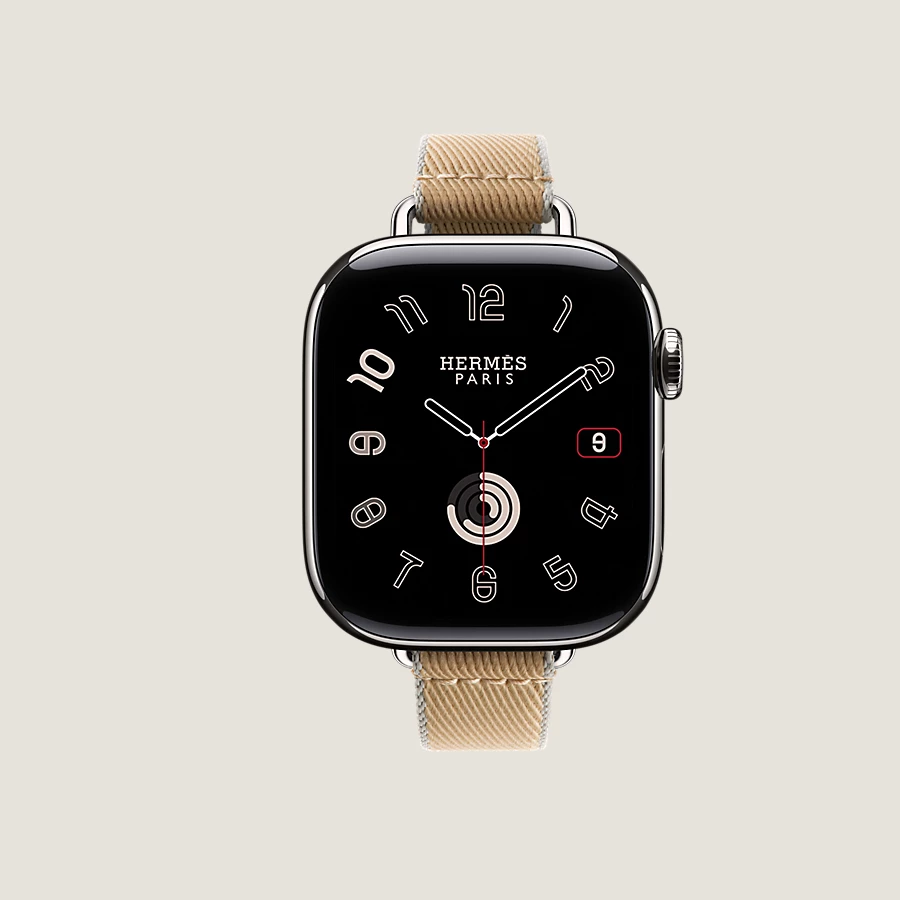 Hermès Caja Series 10 & Correa Apple Watch Hermès Single Tour 42 mm Twill Jump Attelage