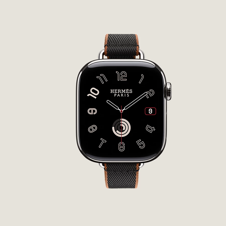 Hermès Caja Series 10 & Correa Apple Watch Hermès Single Tour 42 mm Twill Jump Attelage