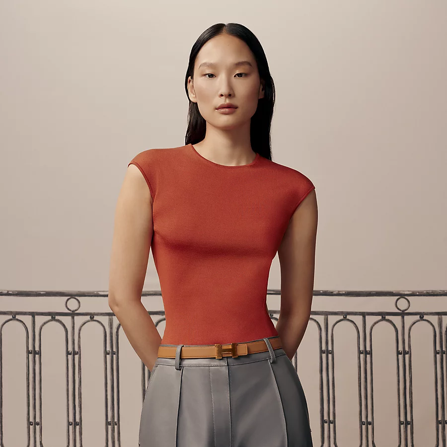 Hermès Hebilla De Cinturón Mini Constance Martelée & Piel De Cinturón Reversible 24 Mm