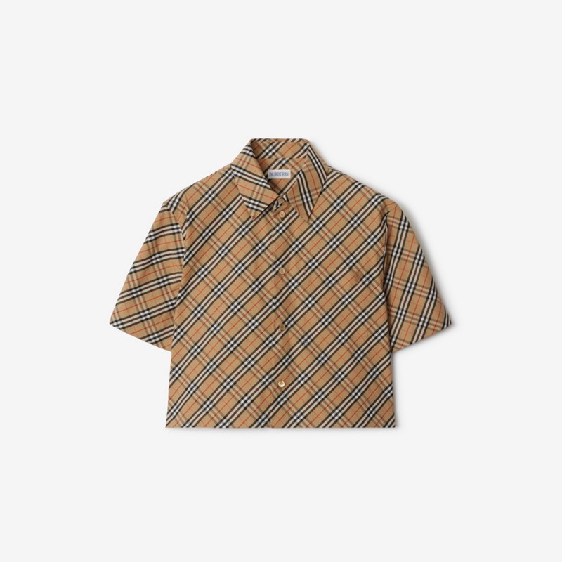 Burberry Camisa cropped en algodón CheckPrecio 590 00 € Corte estándar