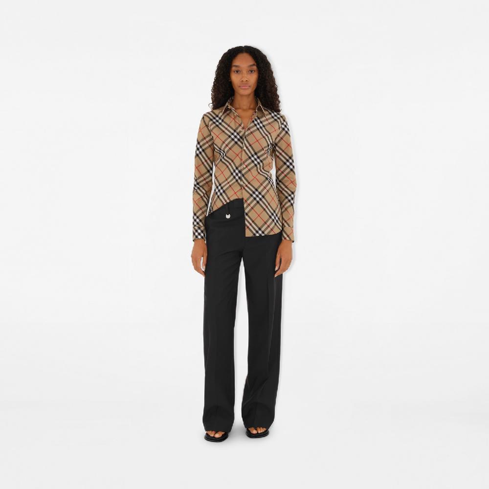 Burberry Camisa Entallada En Algodón CheckPrecio 570 00 €