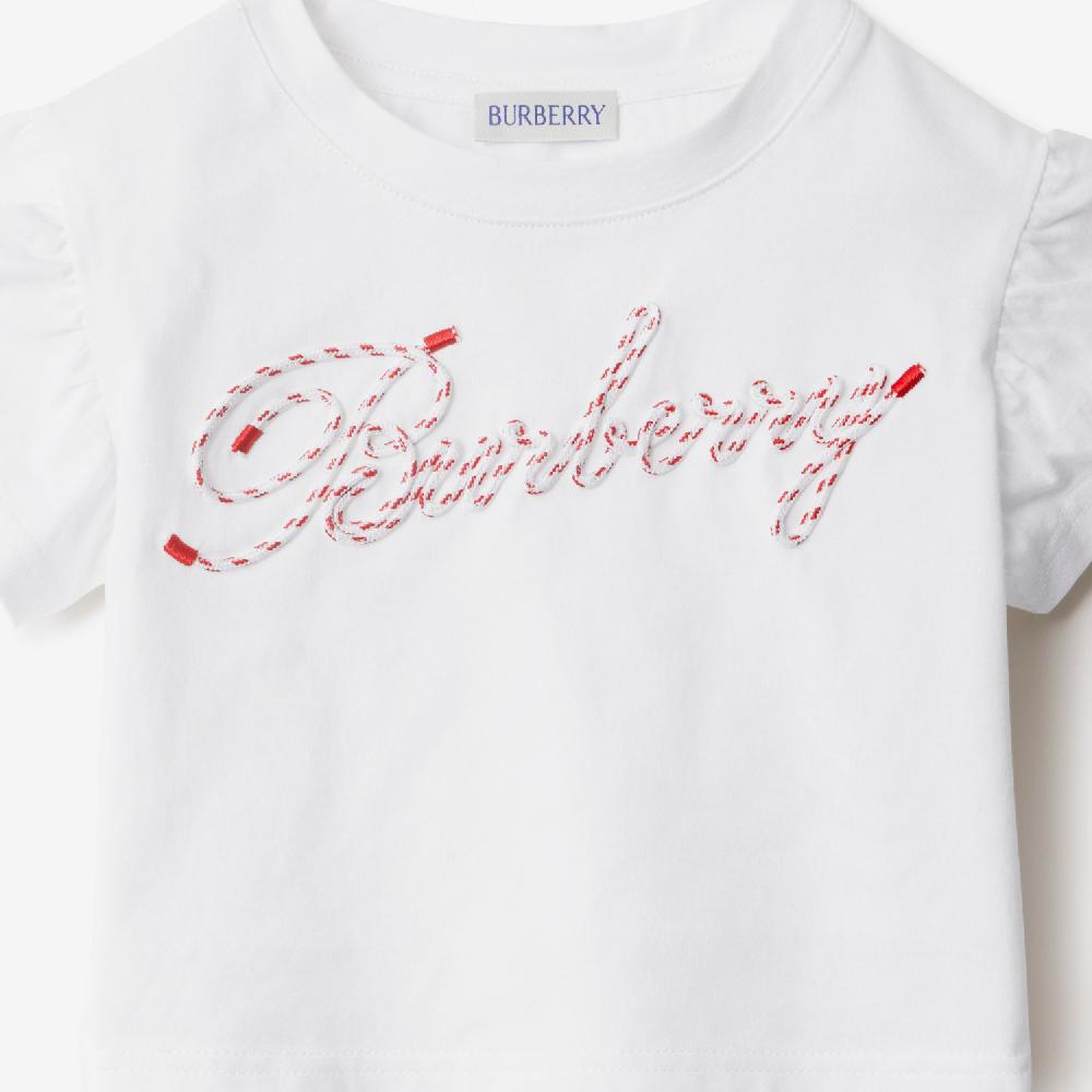 Burberry Camiseta En Algodón Con Logotipo En CordonesPrecio 150 00 € 6-24 Meses