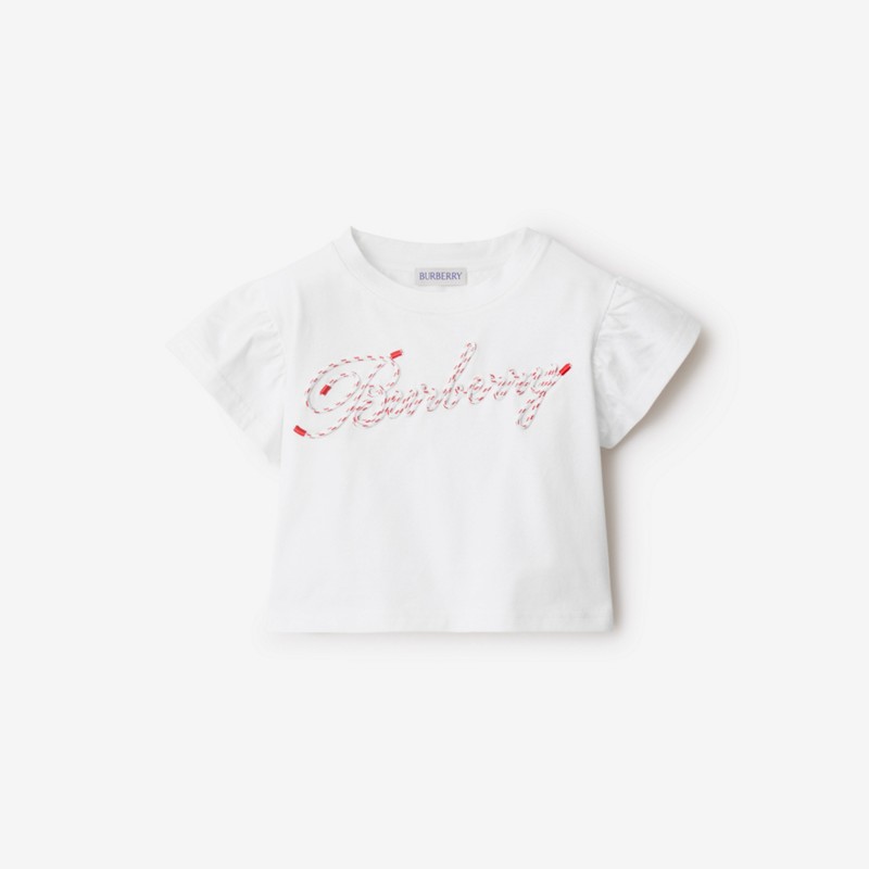 Burberry Camiseta en algodón con logotipo en cordonesPrecio 150 00 € 6-24 meses