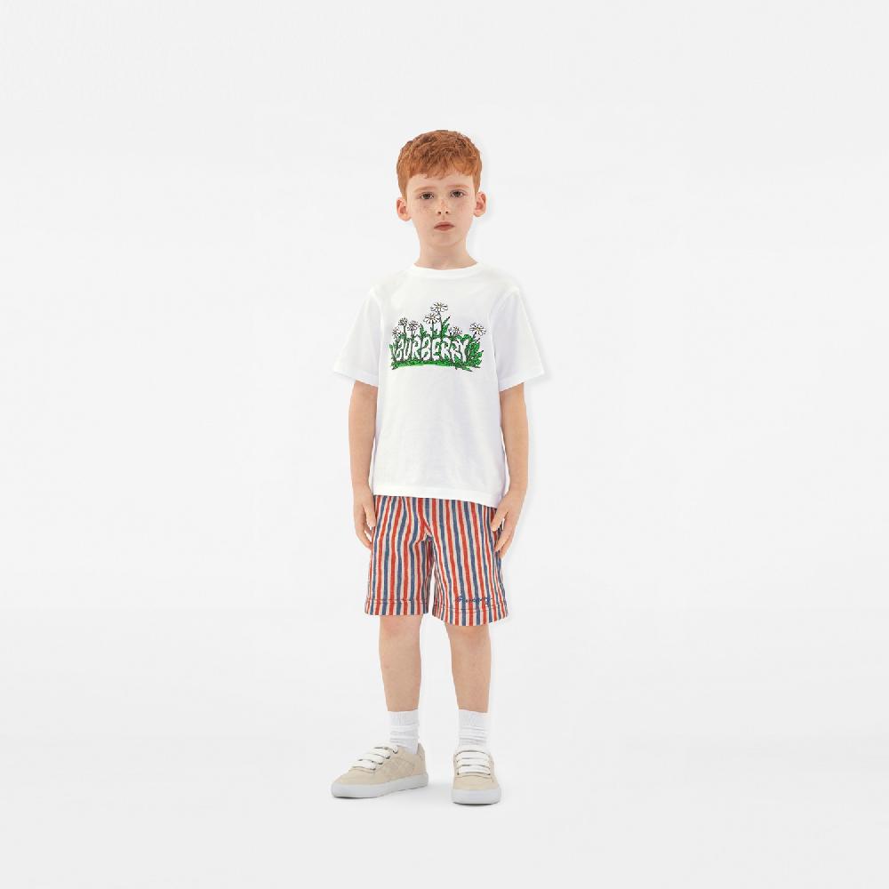 Burberry Camiseta En Algodón Con Logotipo Y Motivo De MargaritasPrecio 190 00 € 3-14 Años