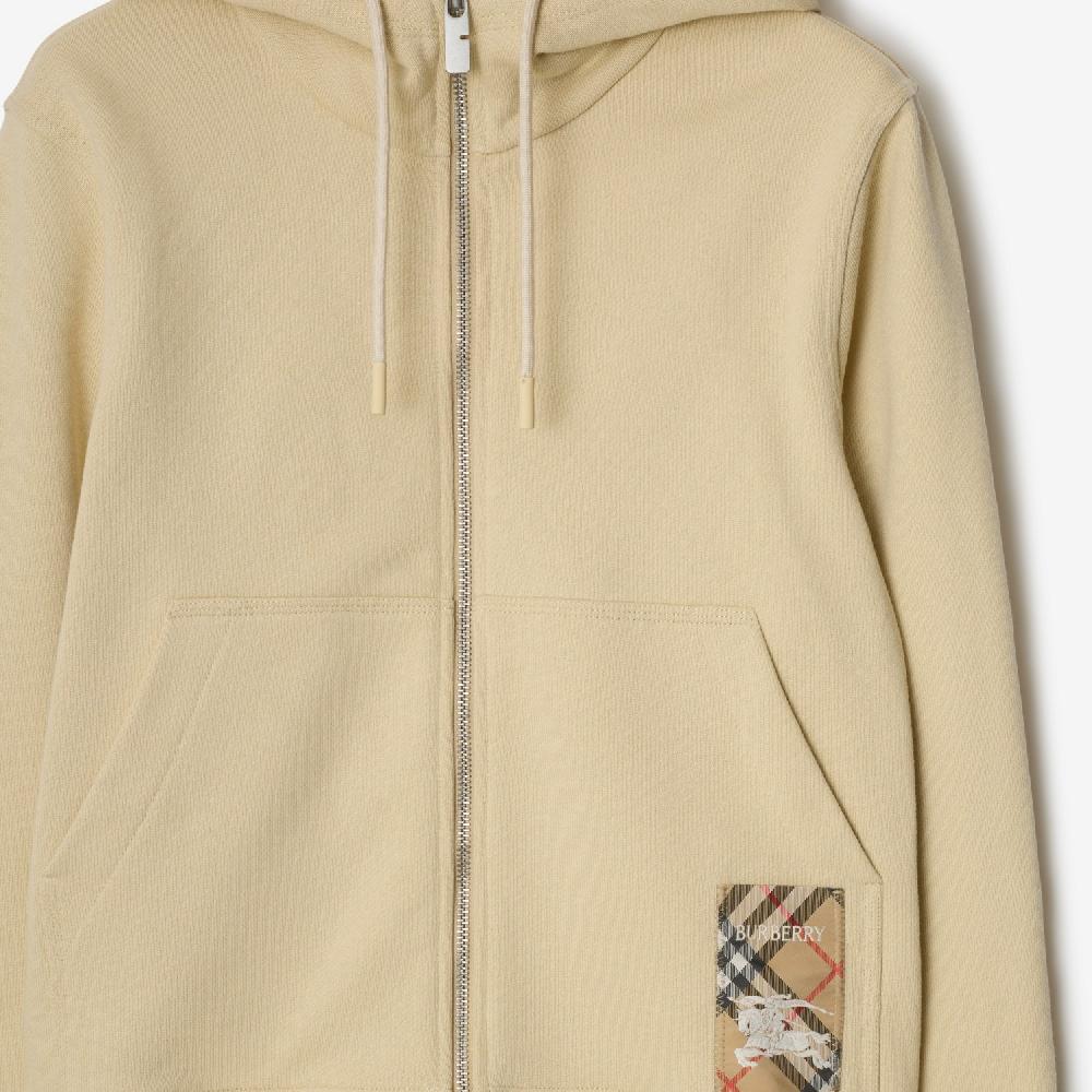 Burberry Sudadera En Algodón Con Etiqueta Check Capucha Y CremalleraPrecio 640 00 €