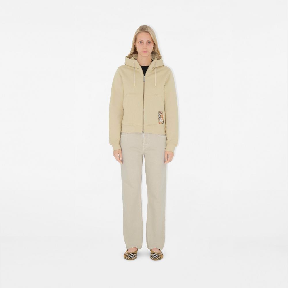 Burberry Sudadera En Algodón Con Etiqueta Check Capucha Y CremalleraPrecio 640 00 €