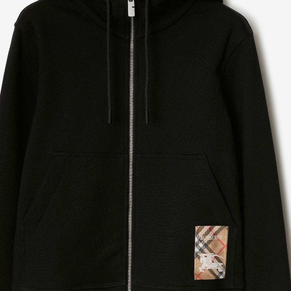 Burberry Sudadera En Algodón Con Etiqueta Check Capucha Y CremalleraPrecio 640 00 €