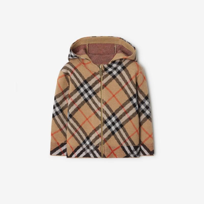 Burberry Sudadera en lana Check con cremallera y capuchaPrecio 370 00 € 6-24 meses