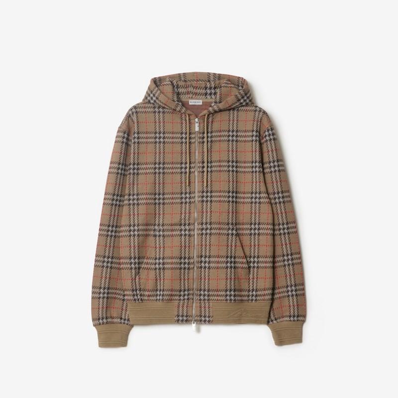 Burberry Sudadera en mezcla de algodón Check con cremallera y capuchaPrecio 890 00 € Novedades