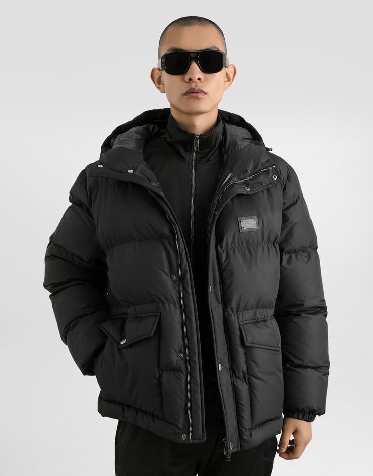 Dolce & Gabbana Abrigo Acolchado De Nailon Con Capucha Y Placa Con Logotipo