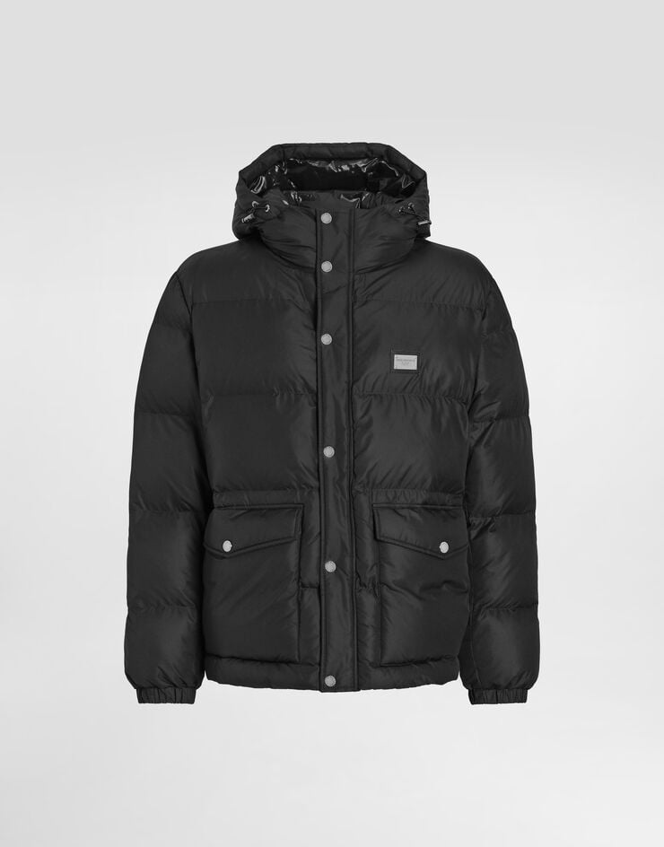 Dolce & Gabbana Abrigo Acolchado De Nailon Con Capucha Y Placa Con Logotipo