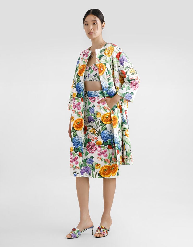 Dolce & Gabbana Abrigo De Algodón Jacquard Con Estampado De Flores