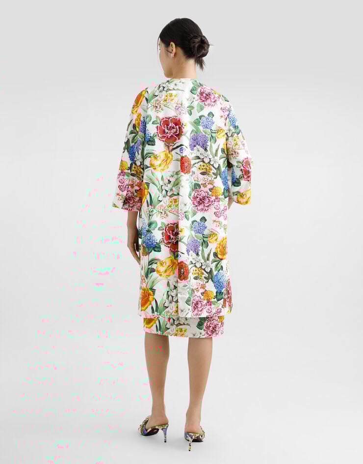 Dolce & Gabbana Abrigo De Algodón Jacquard Con Estampado De Flores