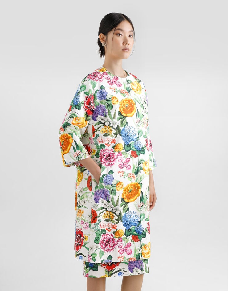 Dolce & Gabbana Abrigo De Algodón Jacquard Con Estampado De Flores