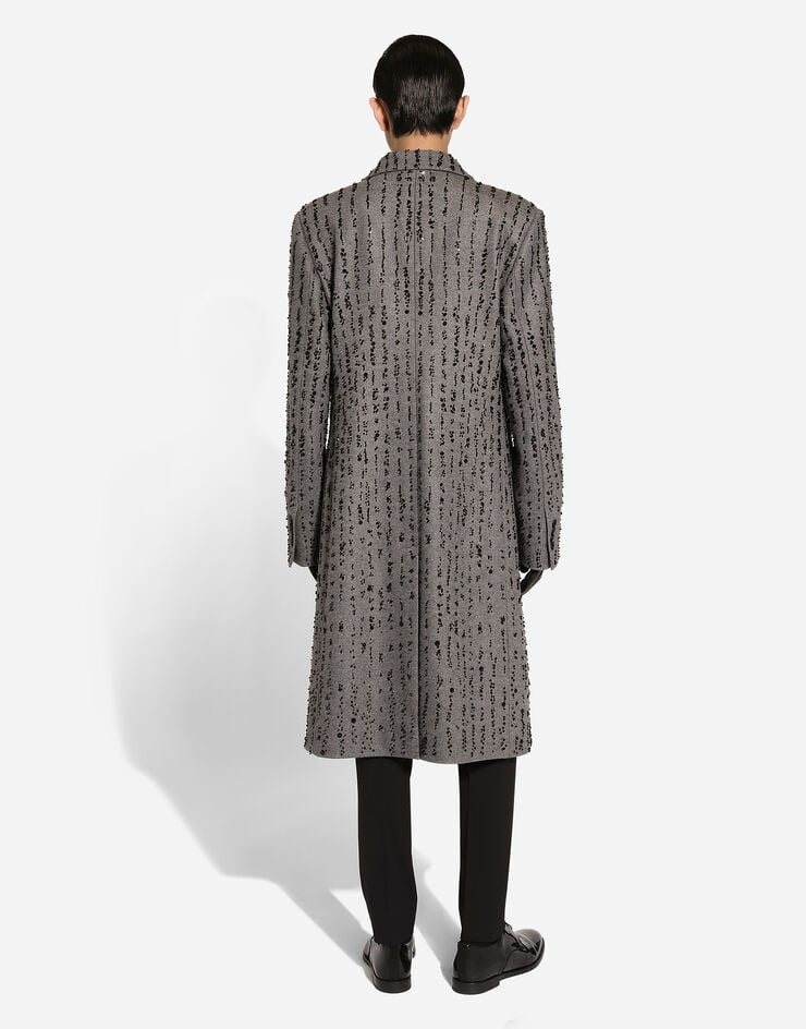 Dolce & Gabbana Abrigo De Botonadura Doble De Paño Bordado Con Efecto Rayas Diplomáticas