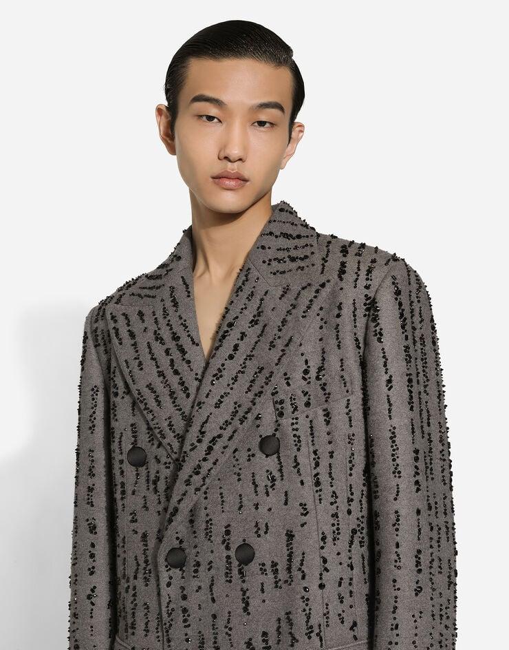 Dolce & Gabbana Abrigo De Botonadura Doble De Paño Bordado Con Efecto Rayas Diplomáticas