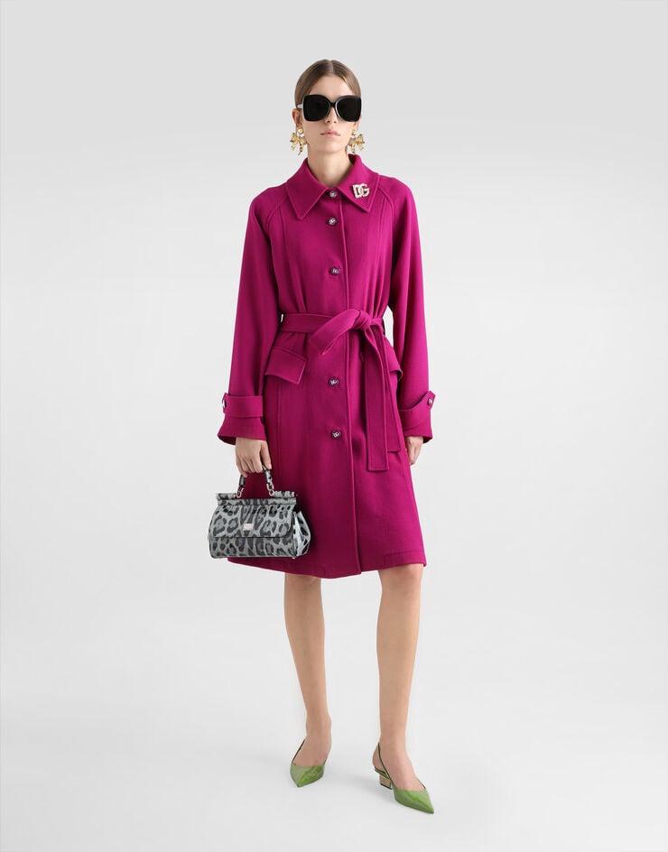 Dolce & Gabbana Abrigo De Botonadura Sencilla Con Cinturón En Crepé De Lana