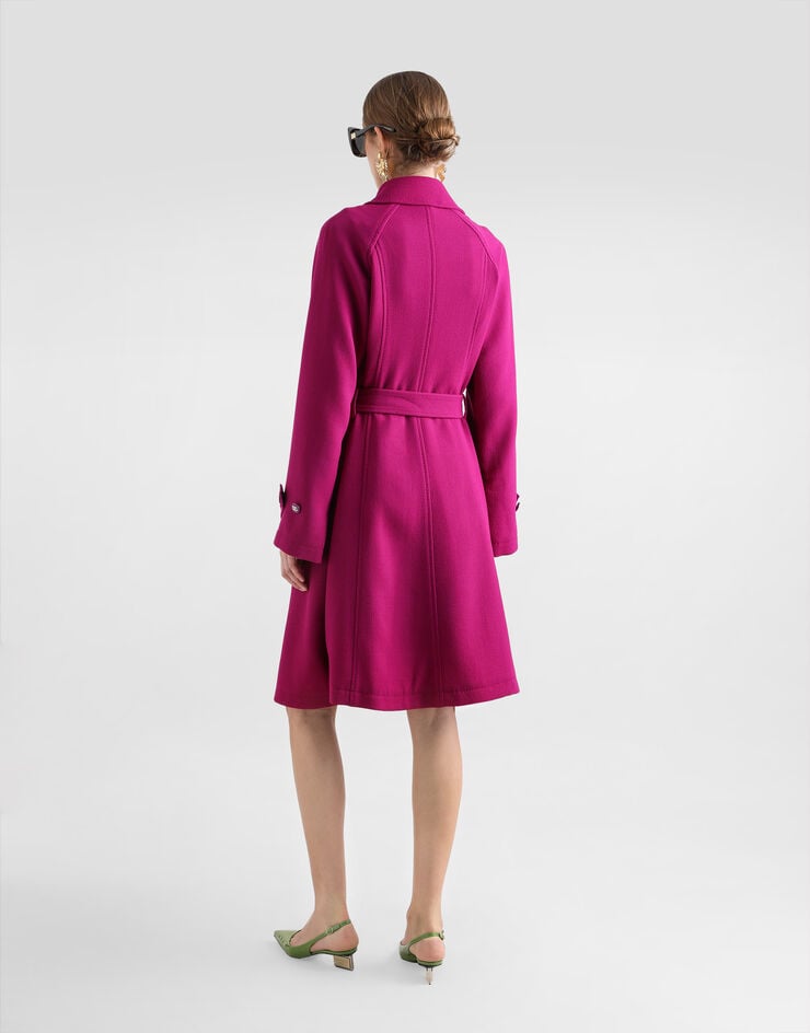 Dolce & Gabbana Abrigo De Botonadura Sencilla Con Cinturón En Crepé De Lana