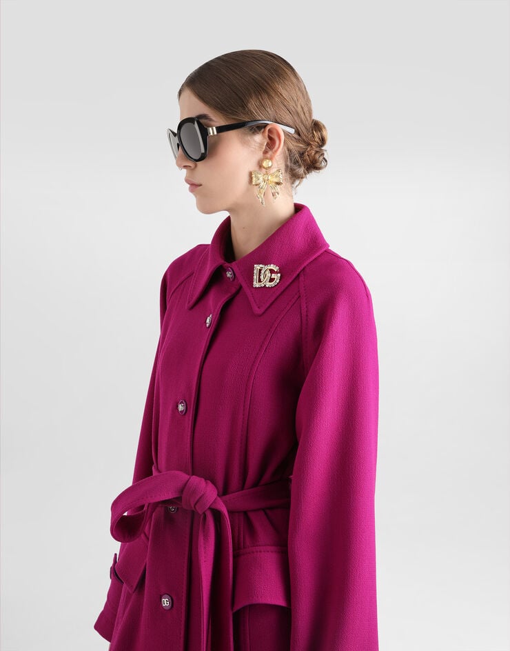 Dolce & Gabbana Abrigo De Botonadura Sencilla Con Cinturón En Crepé De Lana