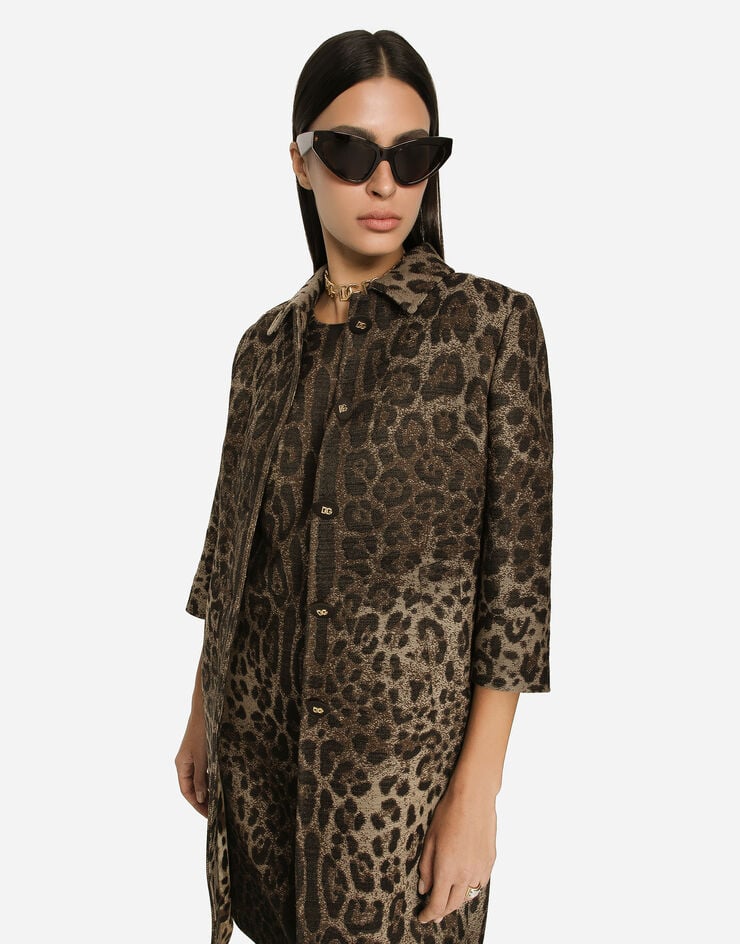 Dolce & Gabbana Abrigo De Botonadura Sencilla En Jacquard De Lana Con Motivo De Leopardo