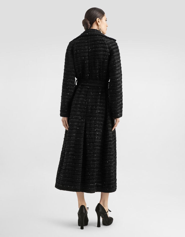 Dolce & Gabbana Abrigo De Tweed Con Microlentejuelas Bordadas