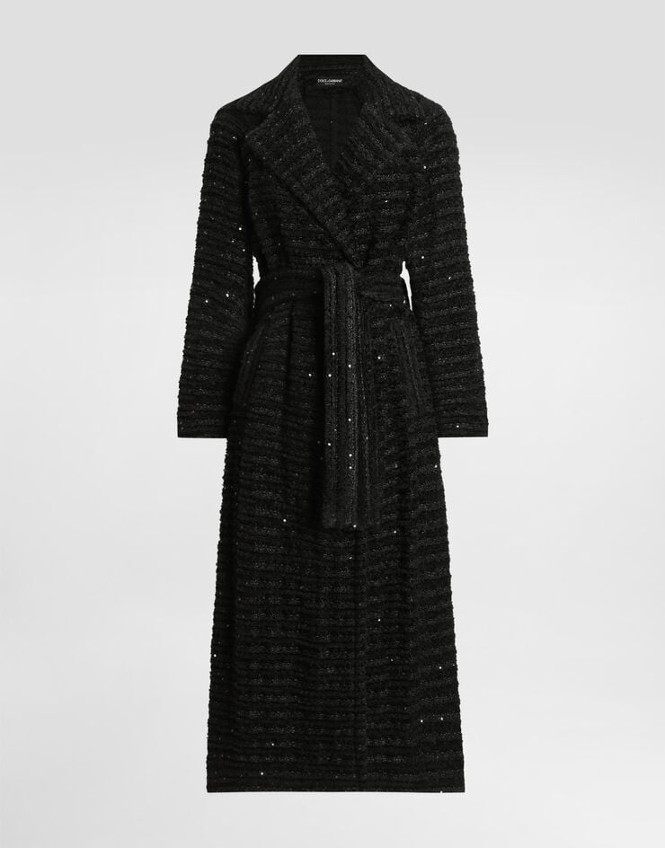 Dolce & Gabbana Abrigo de tweed con microlentejuelas bordadas